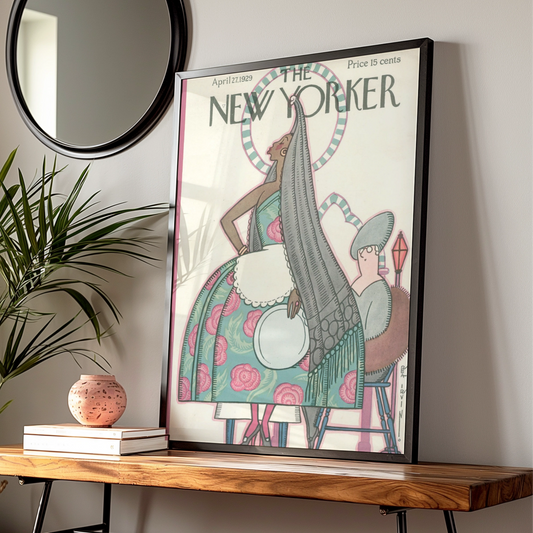 The New Yorker April 1929 Cover Poster, Rea Irvin Art Deco Maid Print, Vintage Wall Art