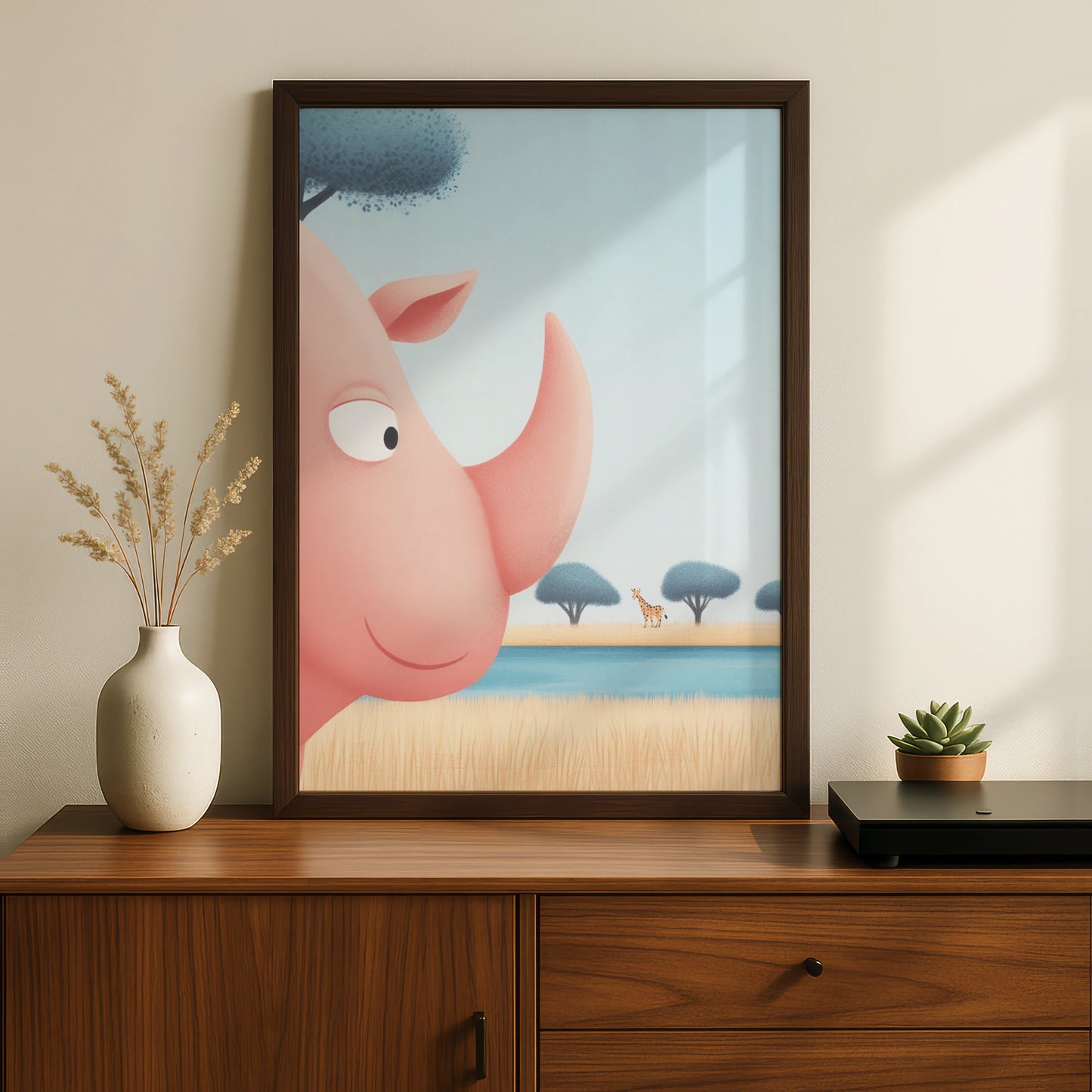 Rhino Nursery Wall Art, Safari Animal Print, Cute Rhinoceros Poster, Baby Room Decor