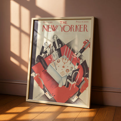The New Yorker December 1926 Art Deco Dining Scene Vintage Cover Poster, Wall Art