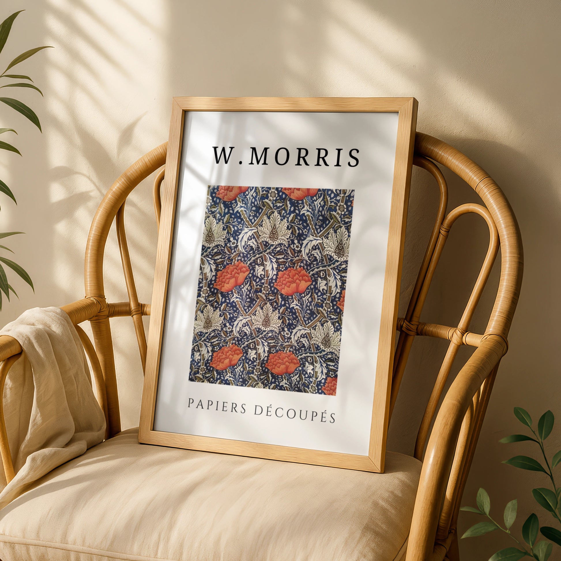 William Morris Floral Wall Art Print | Navy Blue Red Botanical Poster, Living Room Decor – product image 3