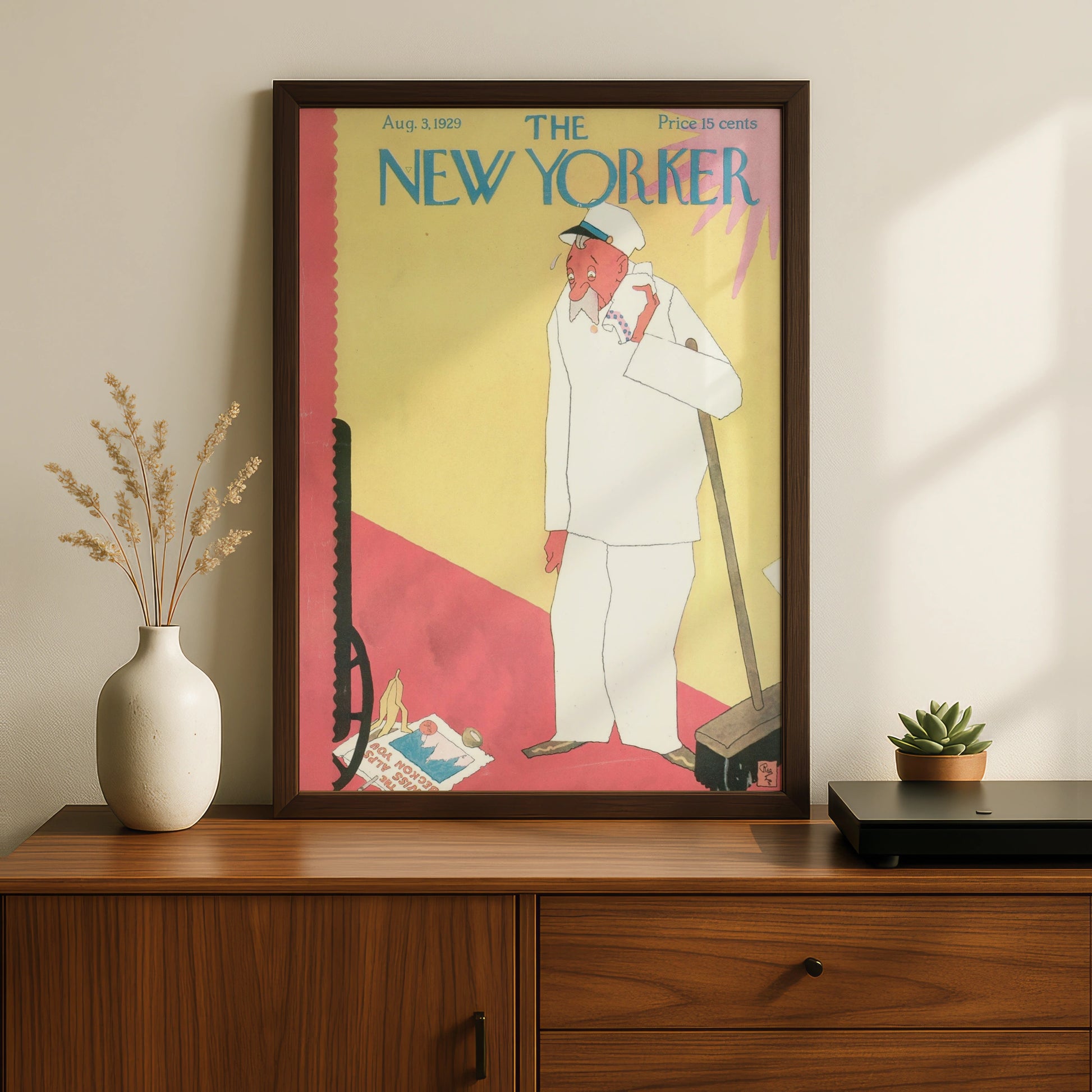 The New Yorker August 1929 Cover Poster, Vintage Janitor Art Print, Retro Wall Art