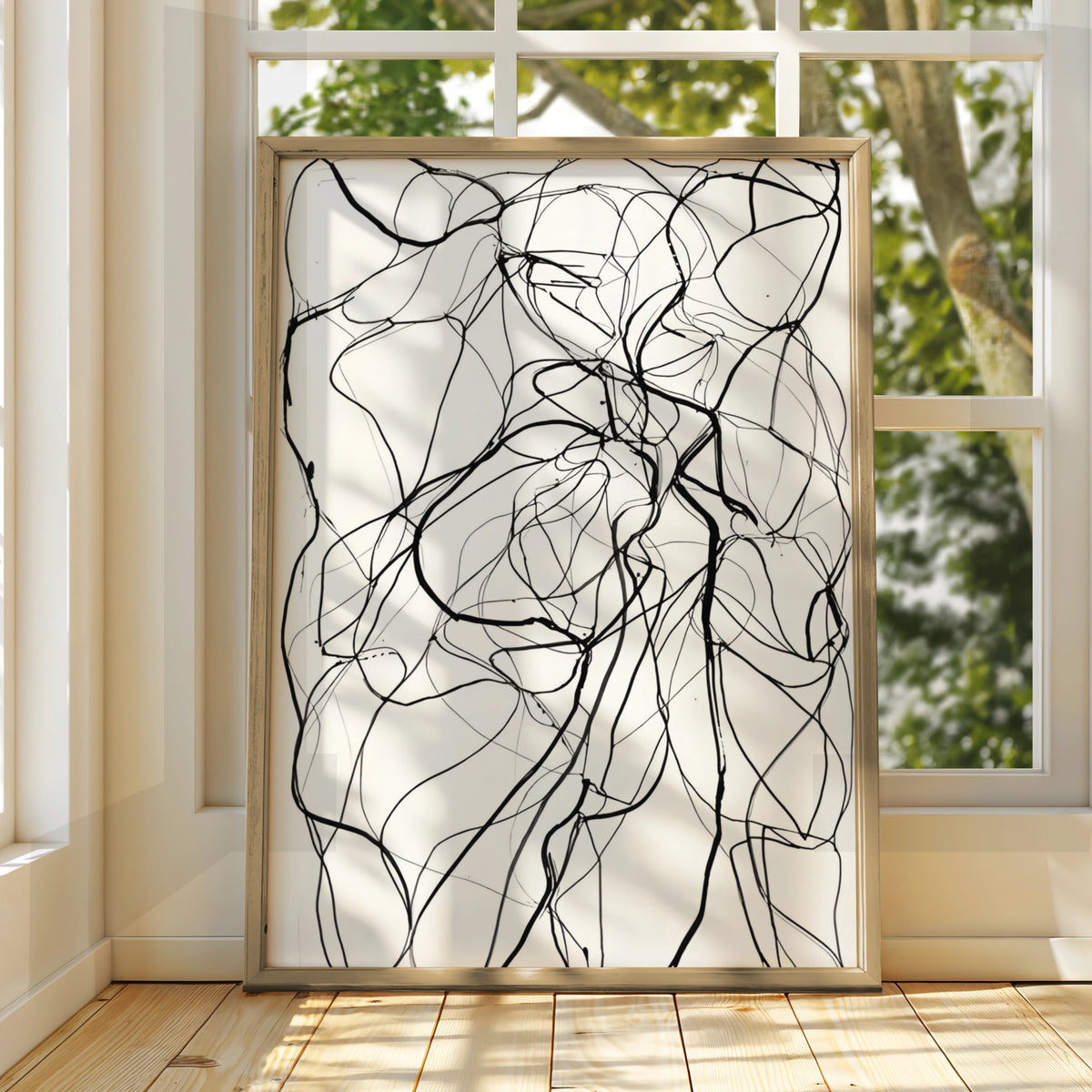 Abstract Line Art Print, Monochrome Wall Art, Black and White Modern Poster, Gallery Wall