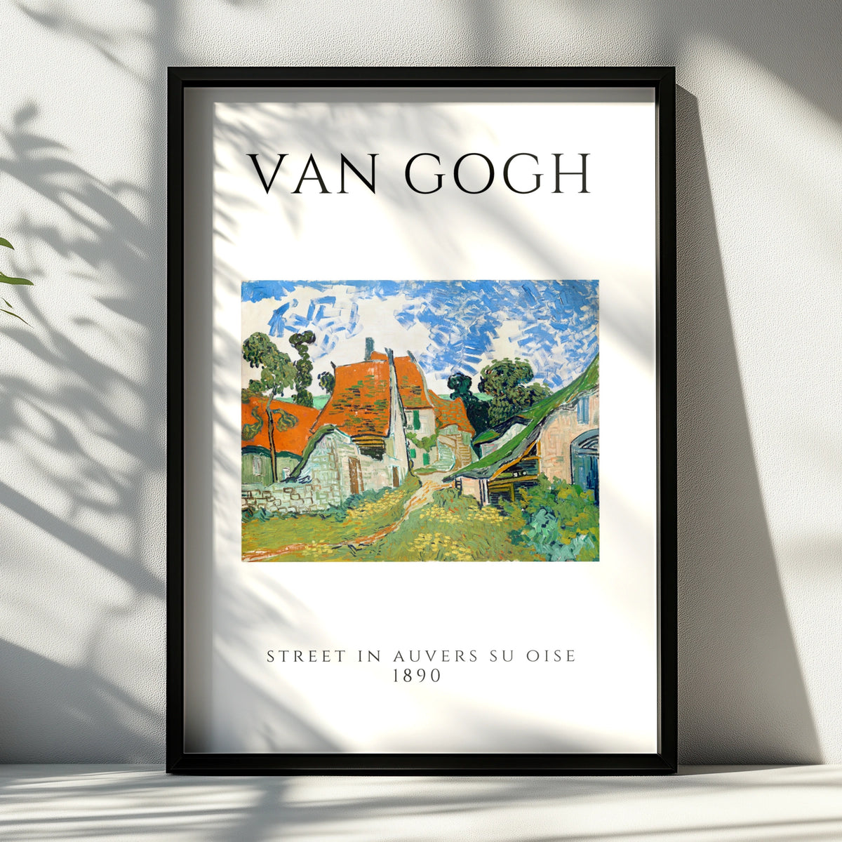 Van Gogh Street in Auvers Wall Art Print | Post-Impressionist Village Poster – A4 Black frame