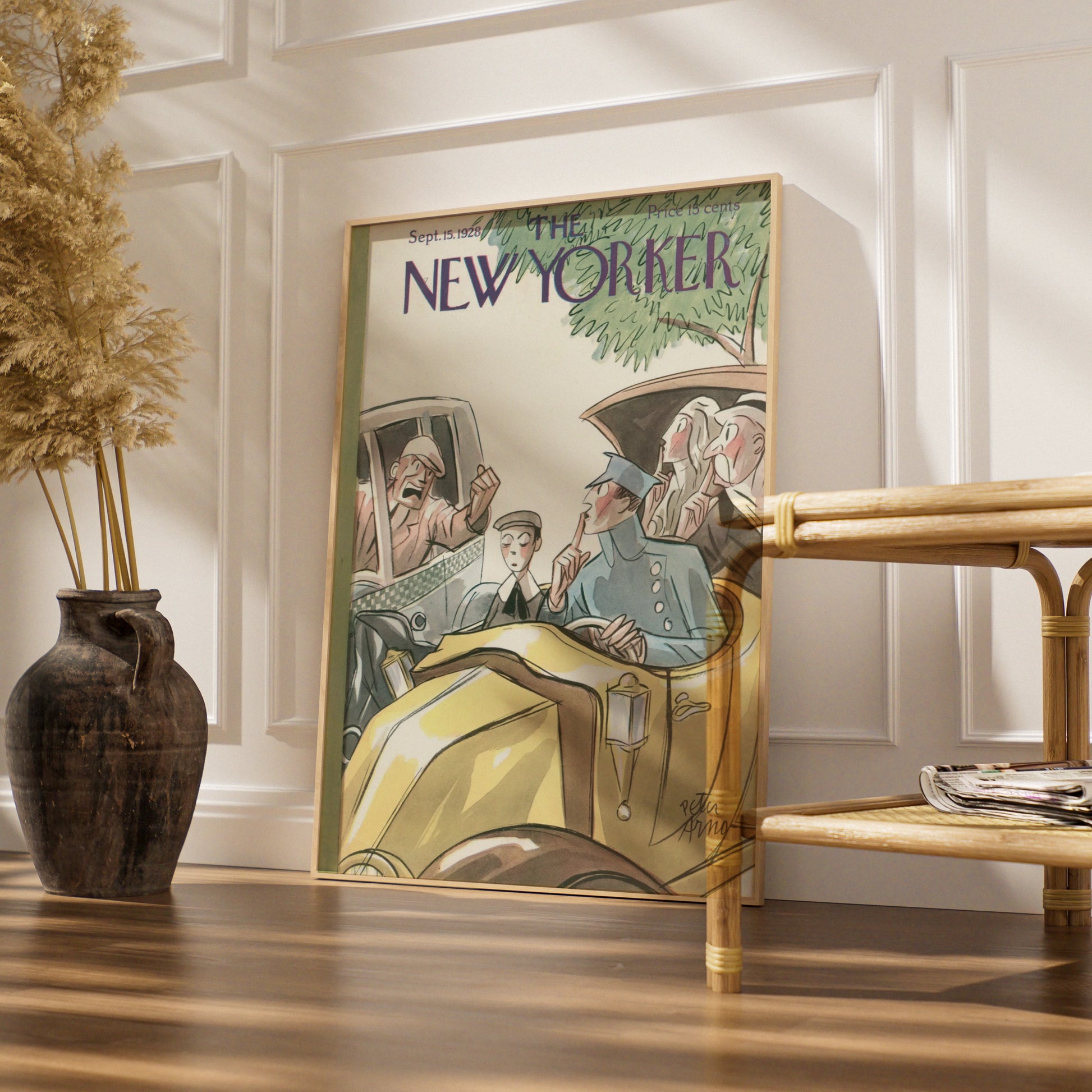New Yorker Cover Poster Sept 1928, Peter Arno Vintage Car Art, Retro Wall Print
