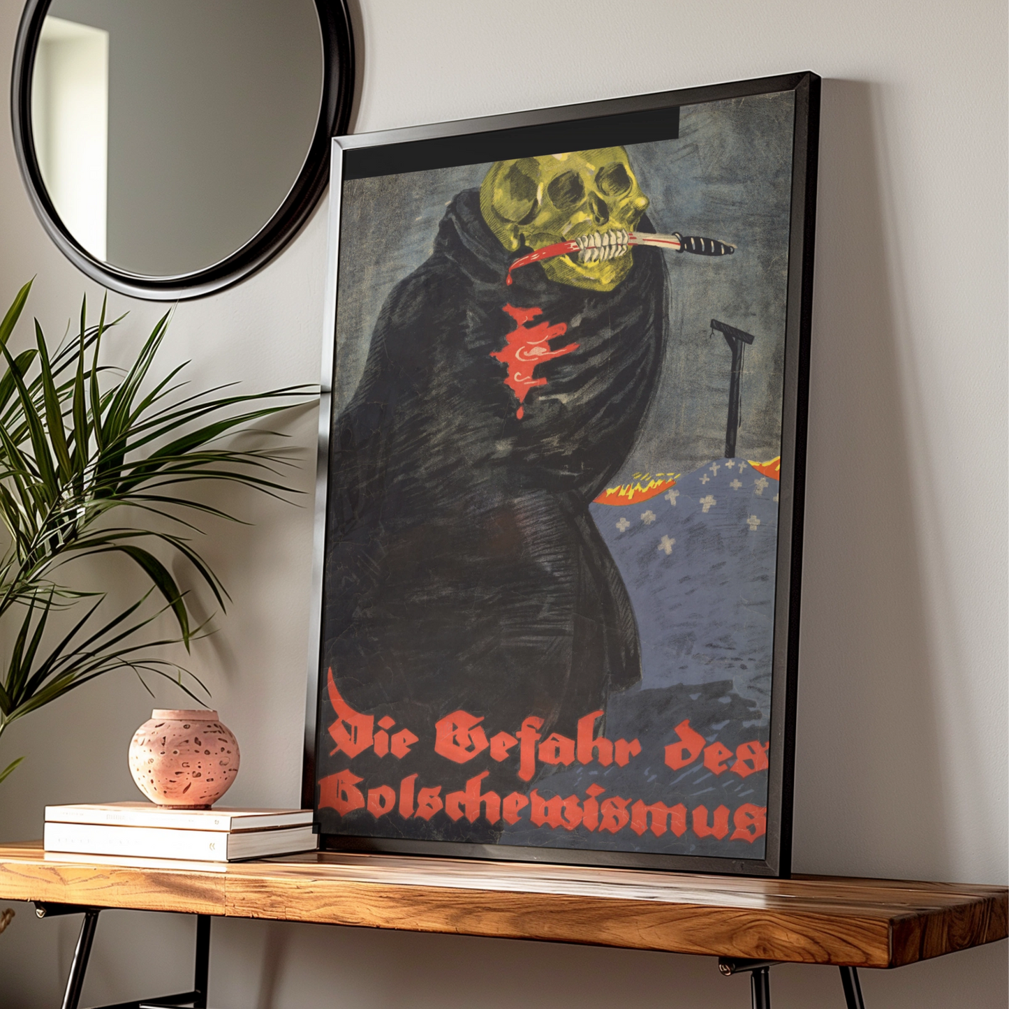 Vintage Skull Halloween Art Print, Dark Gothic Skeleton Poster, Spooky Wall Art