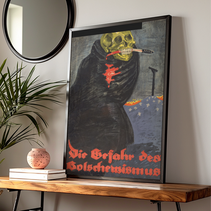 Vintage Skull Halloween Art Print, Dark Gothic Skeleton Poster, Spooky Wall Art