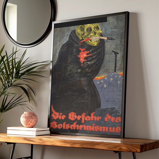 Vintage Skull Halloween Art Print, Dark Gothic Skeleton Poster, Spooky Wall Art