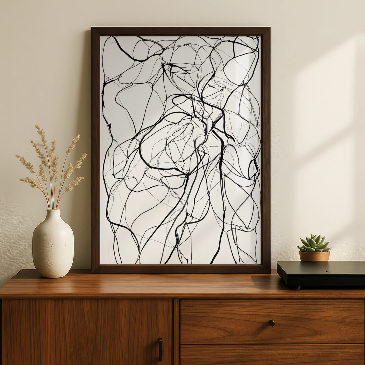 Abstract Line Art Print, Monochrome Wall Art, Black and White Modern Poster, Gallery Wall