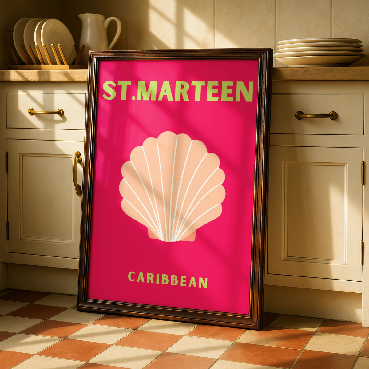 St Maarten Caribbean Travel Poster, Retro Wall Art, Tropical Island Print