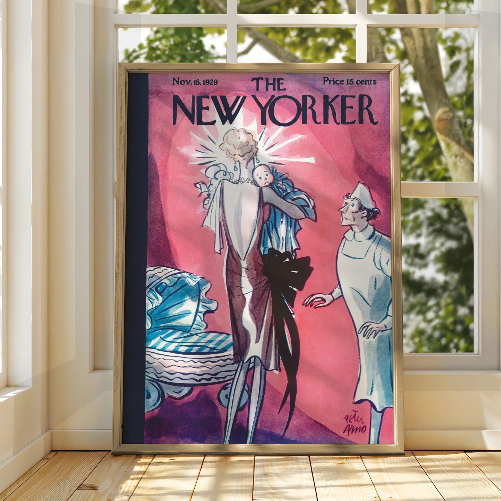 The New Yorker 1929 Cover Poster, Peter Arno Vintage Art, Pink Art Deco Wall Print