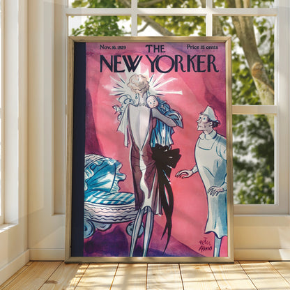 The New Yorker 1929 Cover Poster, Peter Arno Vintage Art, Pink Art Deco Wall Print