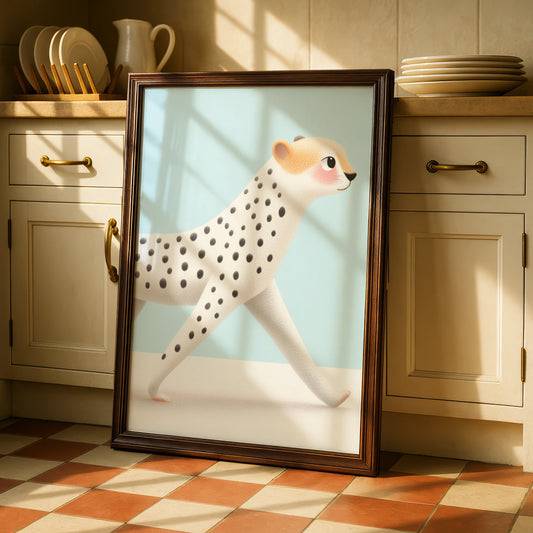 Cheetah Nursery Wall Art, Cute Animal Print, Baby Blue Kids Room Poster, Safari Decor