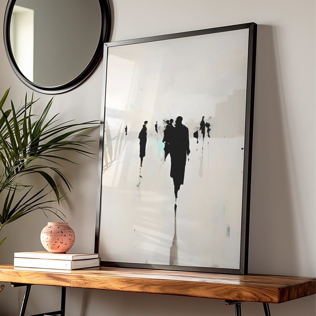 Abstract Figure Silhouette Print, Monochrome Wall Art, Modern Black White Poster, Contemporary Art