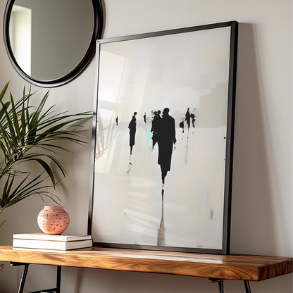 Abstract Figure Silhouette Print, Monochrome Wall Art, Modern Black White Poster, Contemporary Art