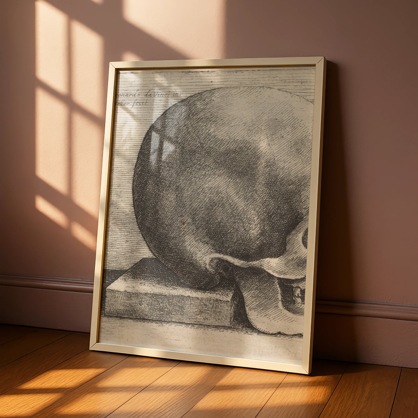 Leonardo da Vinci Skull Etching Poster, Halloween Art, Anatomy Wall Print