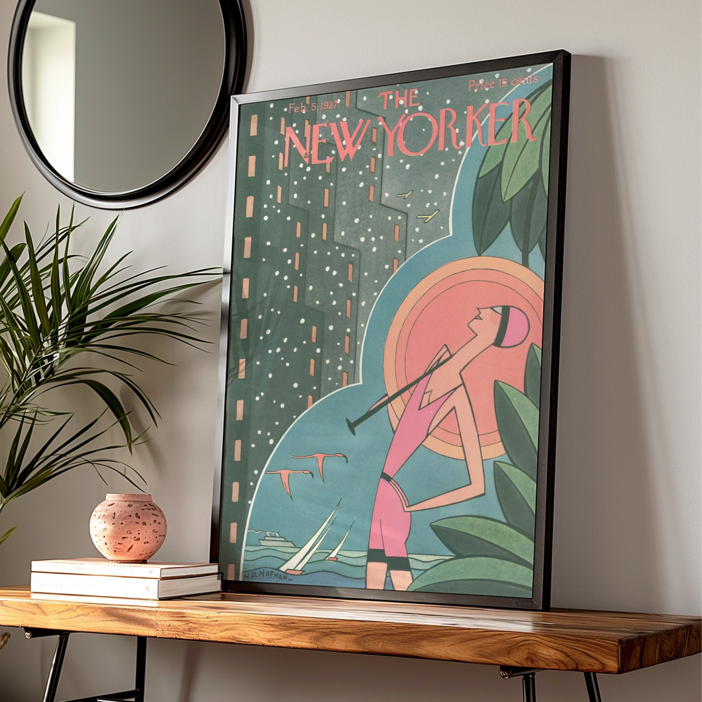 The New Yorker February 1927 Cover Art Poster, Art Deco Vintage Magazine Wall Art