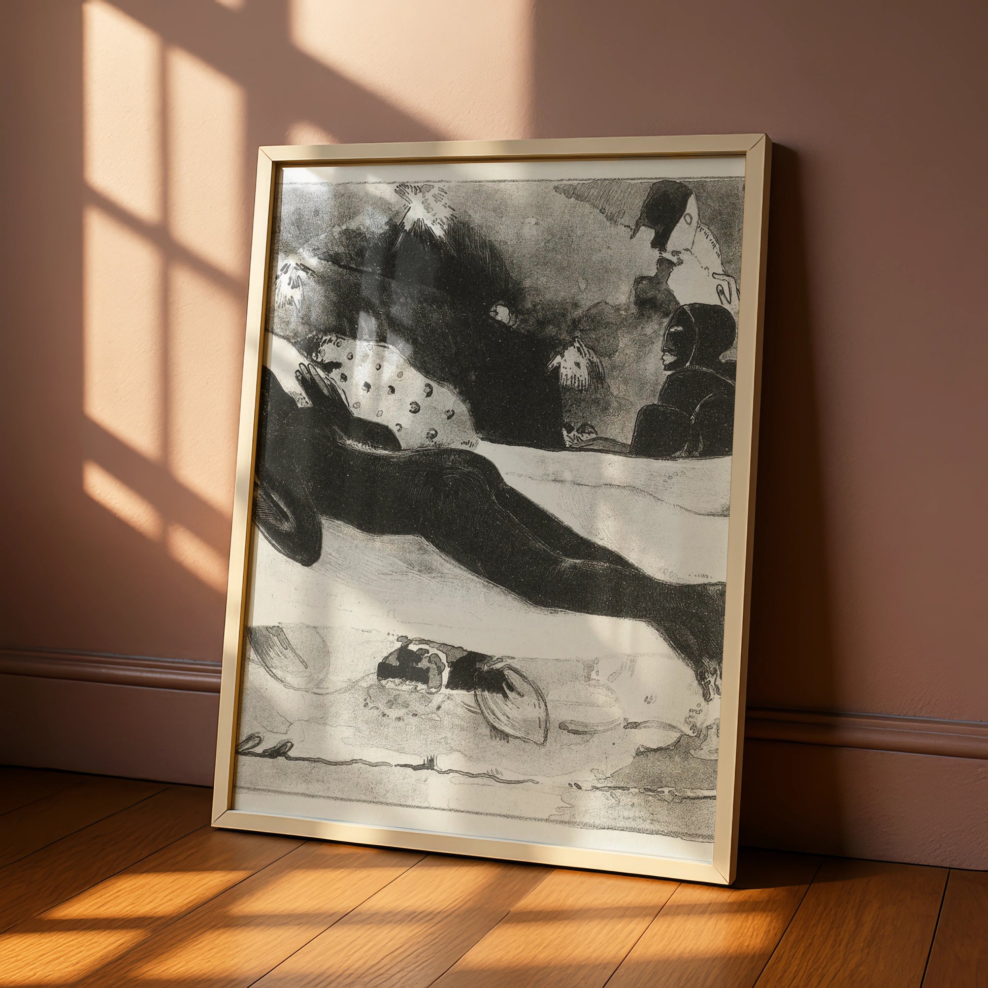 Halloween Dark Figure Art Print, Gothic Black White Poster, Eerie Occult Wall Art