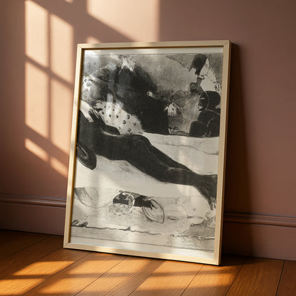 Halloween Dark Figure Art Print, Gothic Black White Poster, Eerie Occult Wall Art