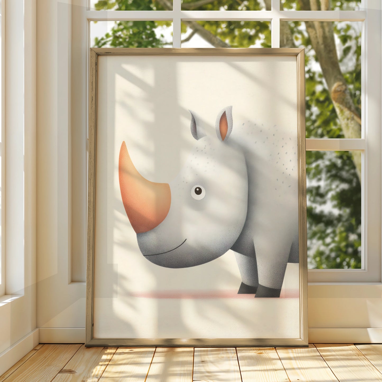 Cute Rhino Nursery Wall Art, Safari Animal Print, Kids Room Poster, Baby Shower Gift