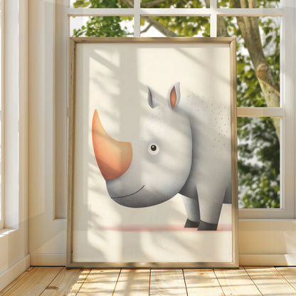 Cute Rhino Nursery Wall Art, Safari Animal Print, Kids Room Poster, Baby Shower Gift