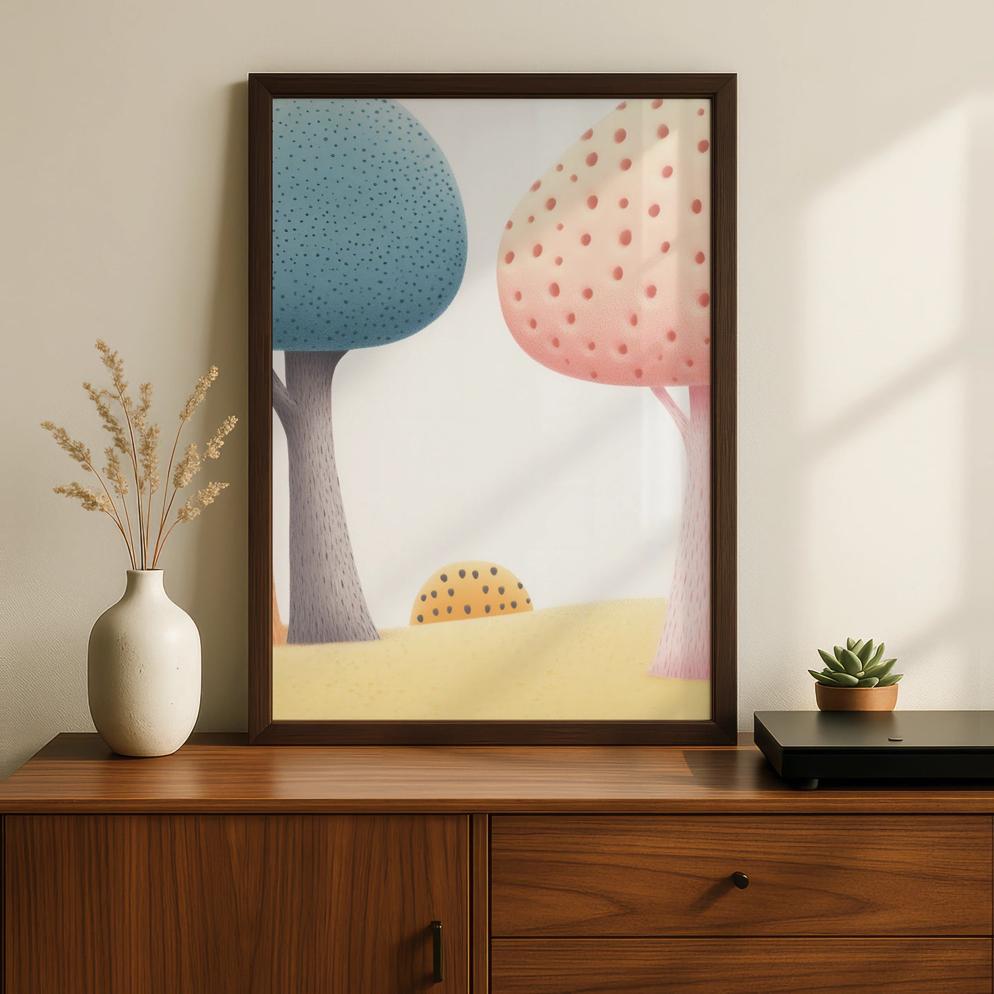 Nursery Wall Art Pastel Trees Print, Whimsical Forest Poster, Baby Room Decor, Kids