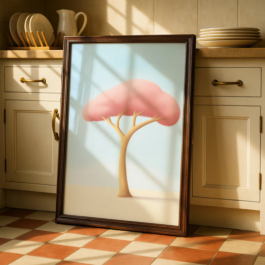 Pink Tree Nursery Wall Art, Pastel Baby Room Poster, Minimalist Kids Print, Cute Toddler Decor