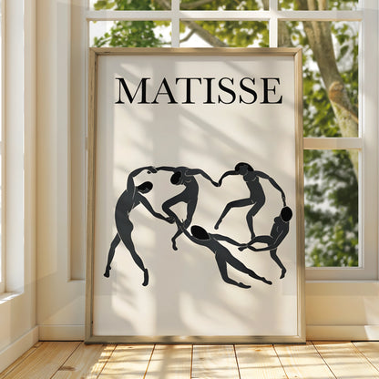 Matisse Dancing Figures Monochrome Wall Art, Black and White Poster, Minimalist Print