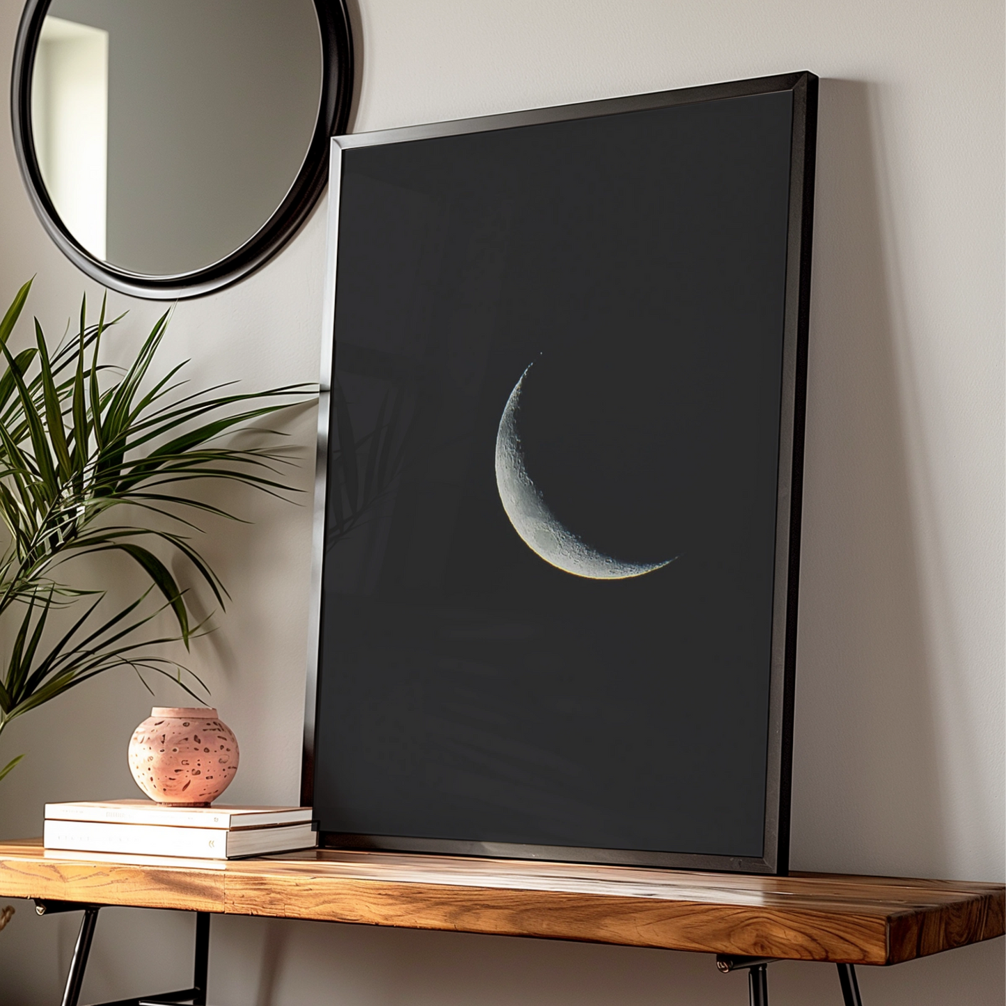 Halloween Crescent Moon Poster, Dark Night Sky Wall Art, Lunar Print, Gothic Celestial Decor