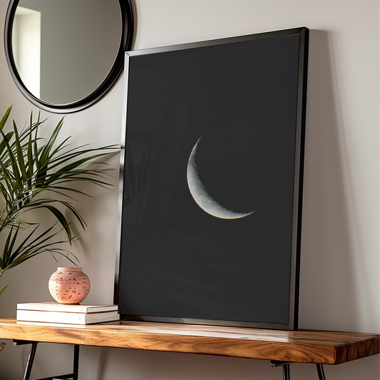 Halloween Crescent Moon Poster, Dark Night Sky Wall Art, Lunar Print, Gothic Celestial Decor