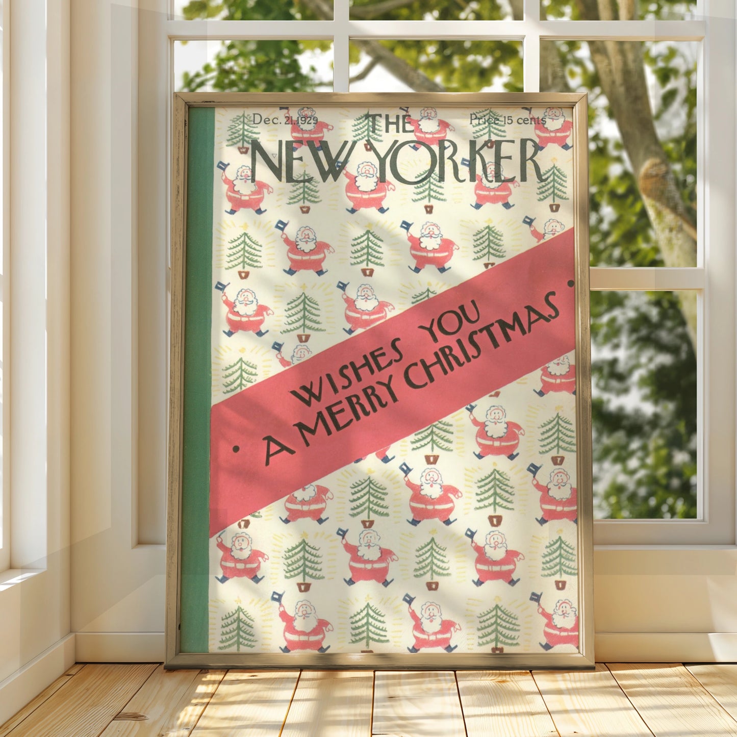 New Yorker Christmas Poster, Vintage 1929 Santa Claus Cover Art, Festive Holiday Wall Art