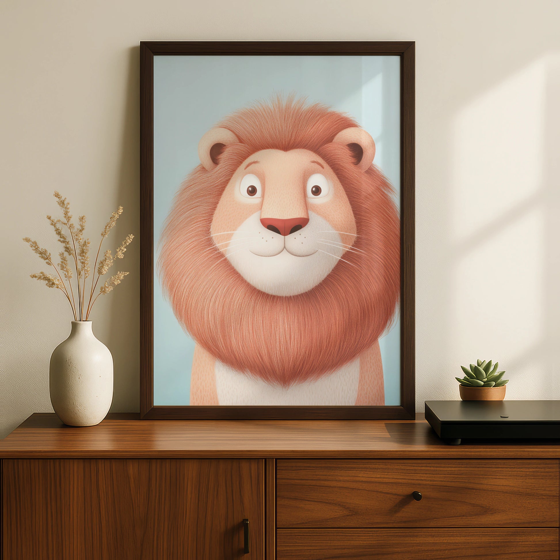 Cute Lion Nursery Wall Art, Baby Animal Poster, Kids Room Print, Safari Decor