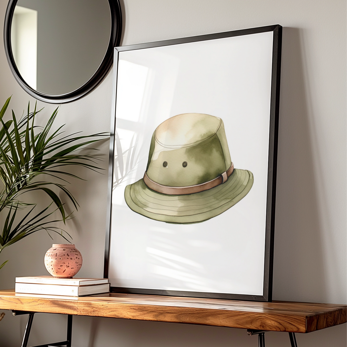 Safari Hat Nursery Wall Art, Adventure Explorer Print, Green Safari Poster for Kids Room
